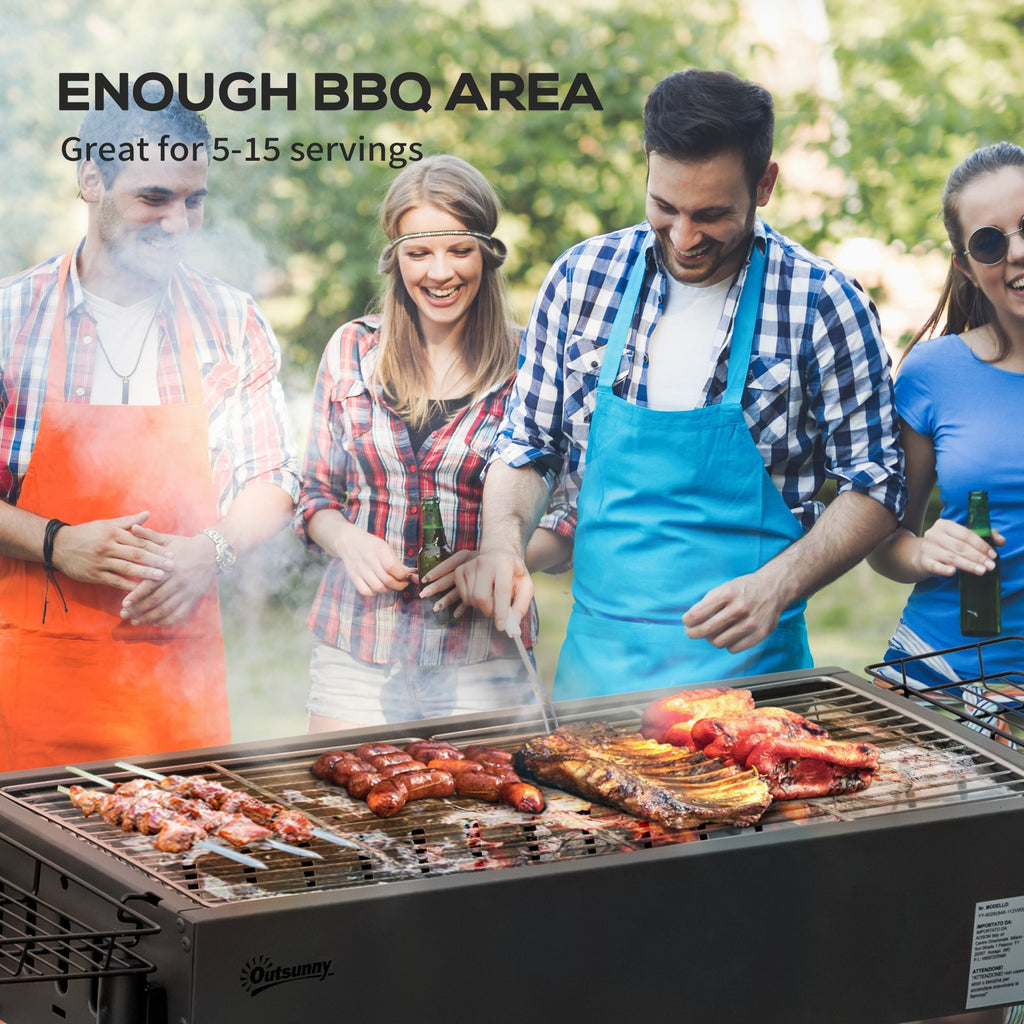 Outsunny Portable Charcoal BBQ Grill with Seasoning Baskets for Camping Picnic Hiking - SGP Garden Ltd
