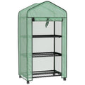 Outsunny Portable Mini Greenhouse with Roll-up Door and Wheels, Green - SGP Garden Ltd