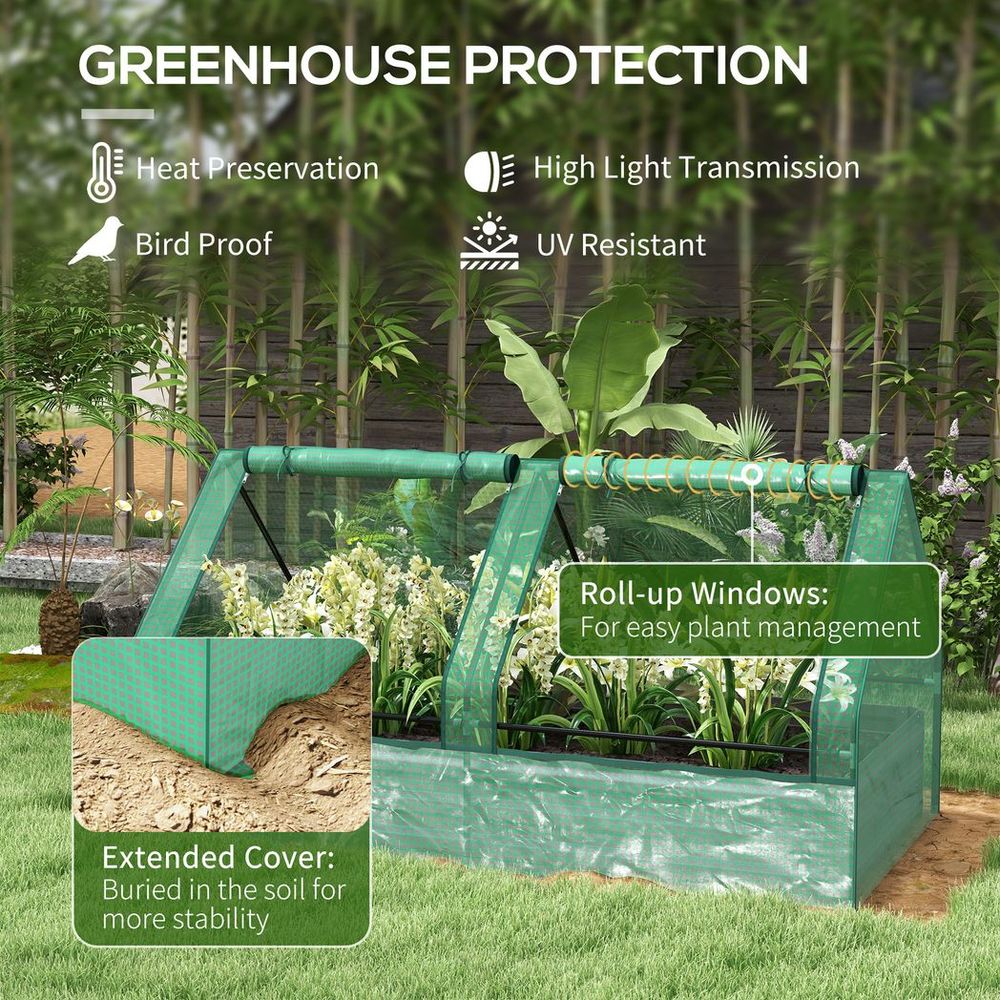 Outsunny Raised Garden Bed Planter Box with Greenhouse, Green and Dark Grey - SGP Garden Ltd