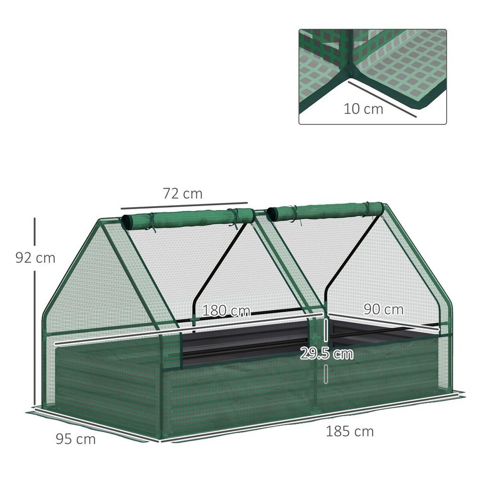 Outsunny Raised Garden Bed Planter Box with Greenhouse, Green and Dark Grey - SGP Garden Ltd