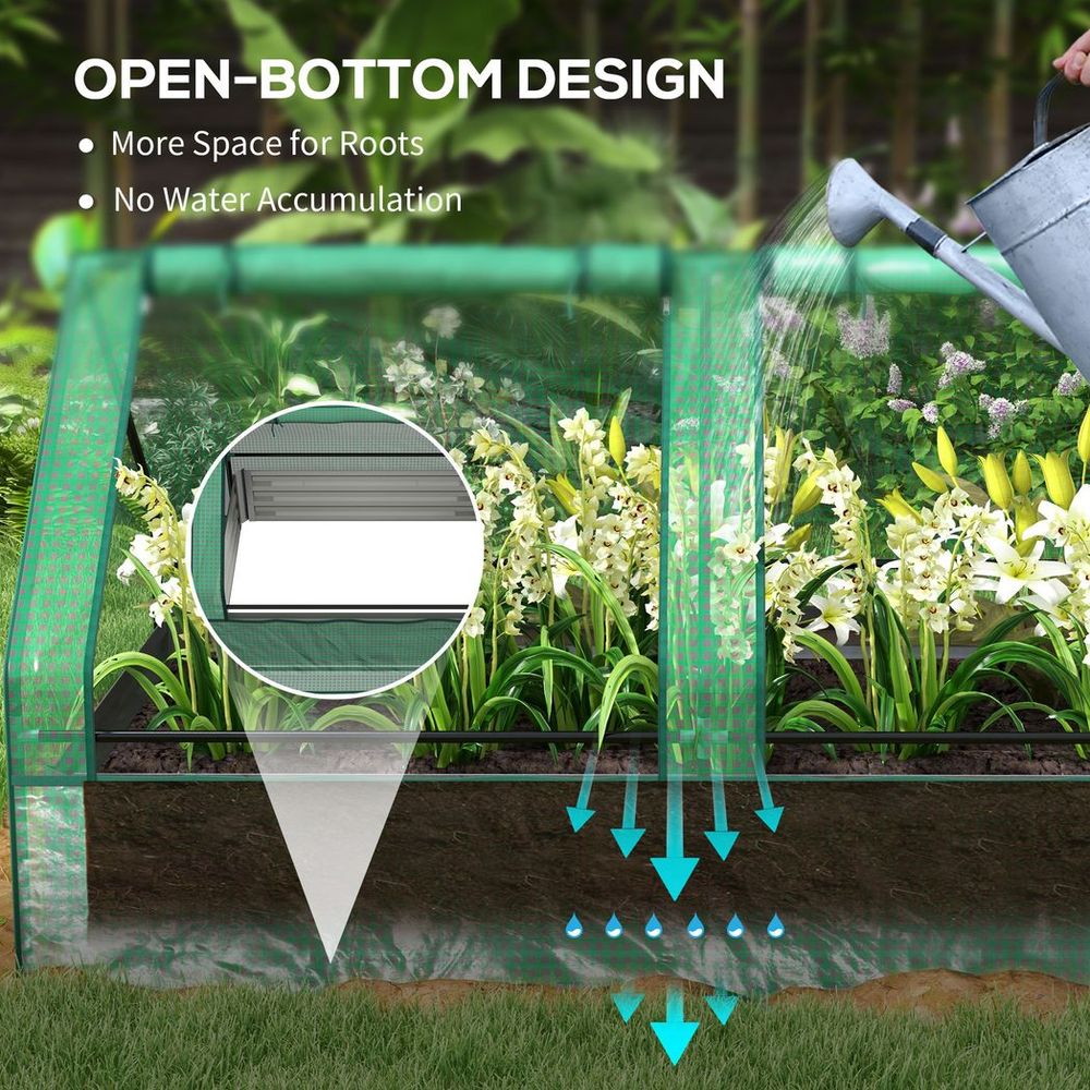 Outsunny Raised Garden Bed Planter Box with Greenhouse, Green and Dark Grey - SGP Garden Ltd
