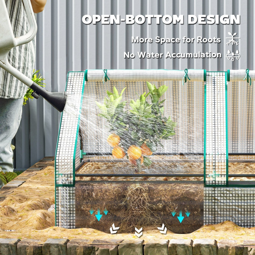 Outsunny Raised Garden Bed Planter Box with Greenhouse, White and Dark Grey - SGP Garden Ltd