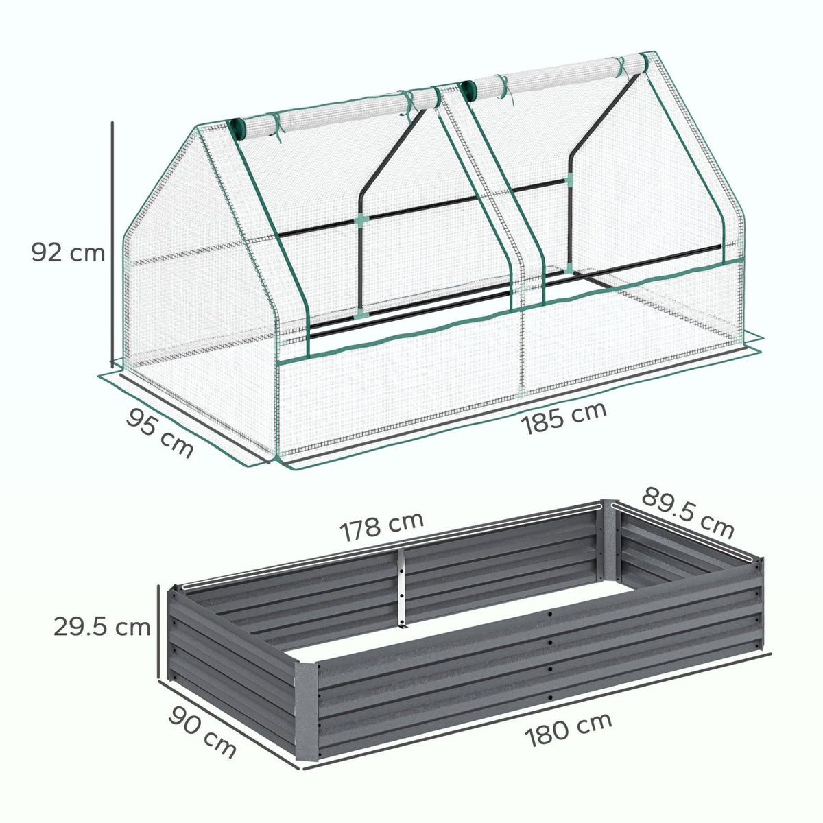 Outsunny Raised Garden Bed Planter Box with Greenhouse, White and Dark Grey - SGP Garden Ltd