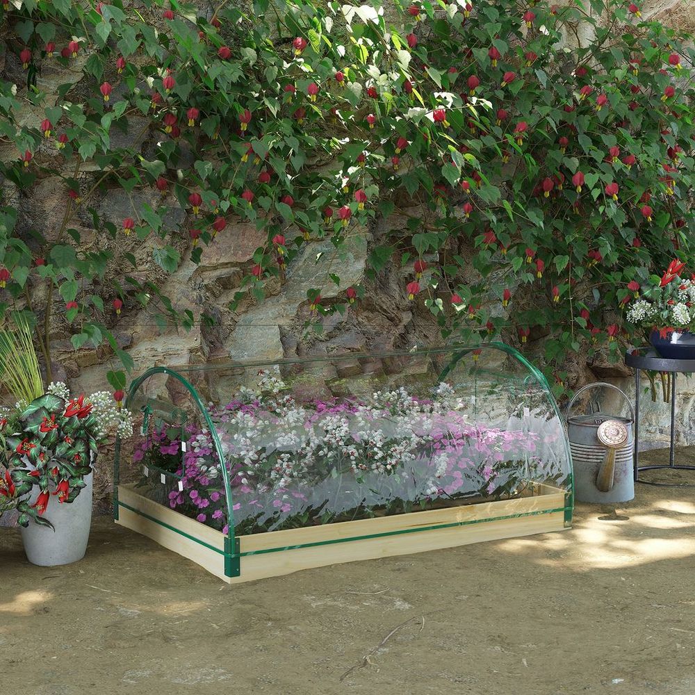Outsunny Raised Garden Bed with Greenhouse Roll Up Windows - SGP Garden Ltd