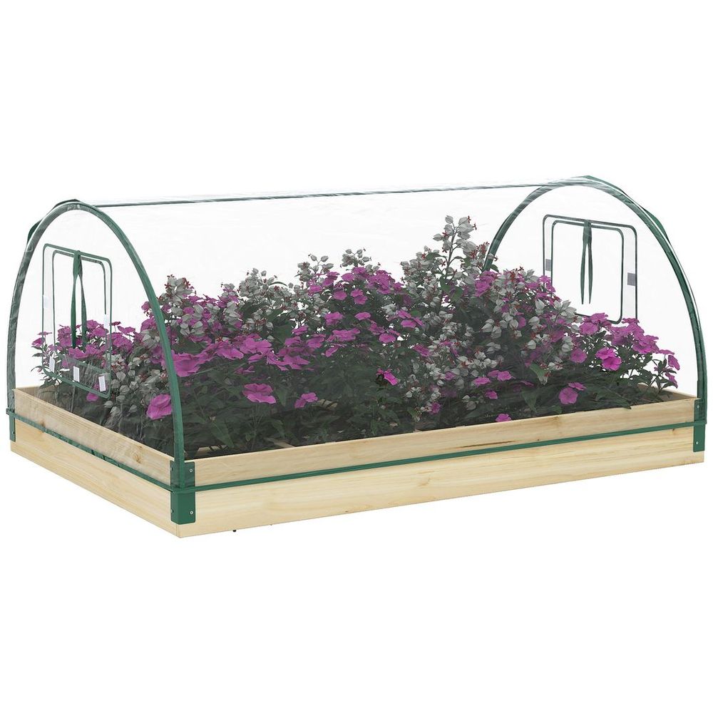 Outsunny Raised Garden Bed with Greenhouse Roll Up Windows - SGP Garden Ltd