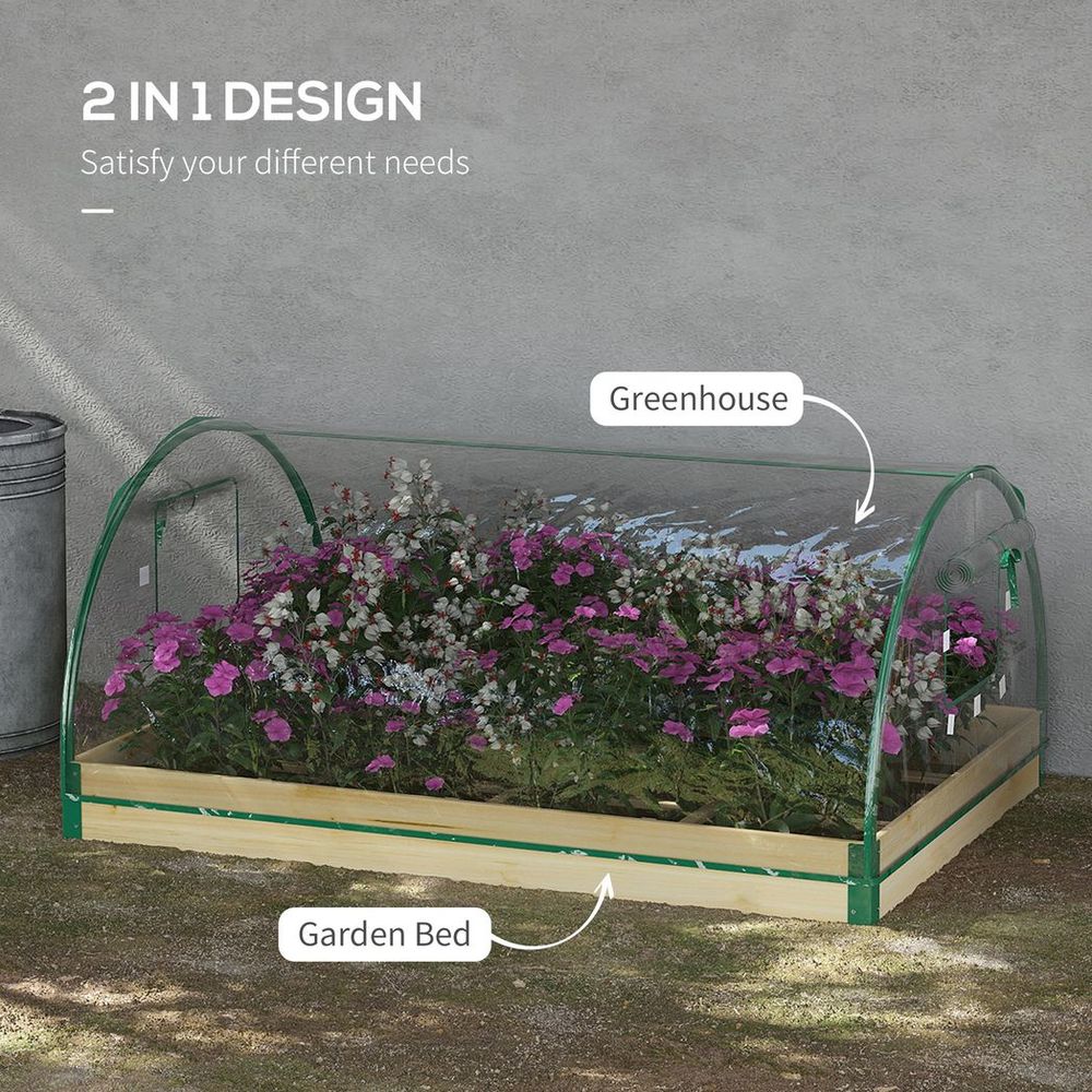 Outsunny Raised Garden Bed with Greenhouse Roll Up Windows - SGP Garden Ltd