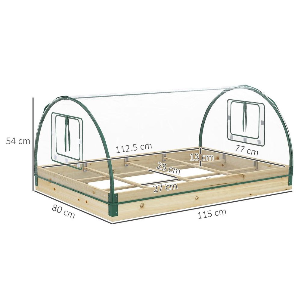 Outsunny Raised Garden Bed with Greenhouse Roll Up Windows - SGP Garden Ltd