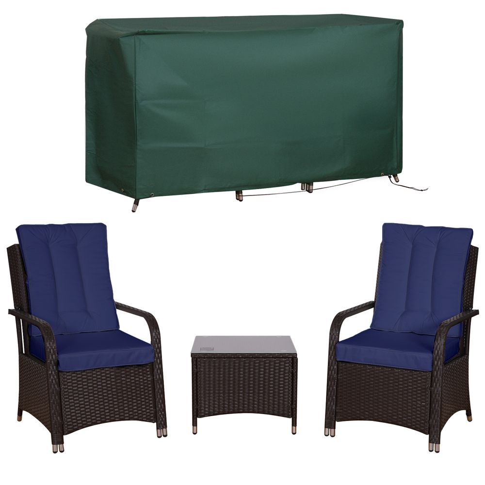 Outsunny Rattan 3PCs Chair Table Bistro Set Patio Set with Steel Frame - SGP Garden Ltd