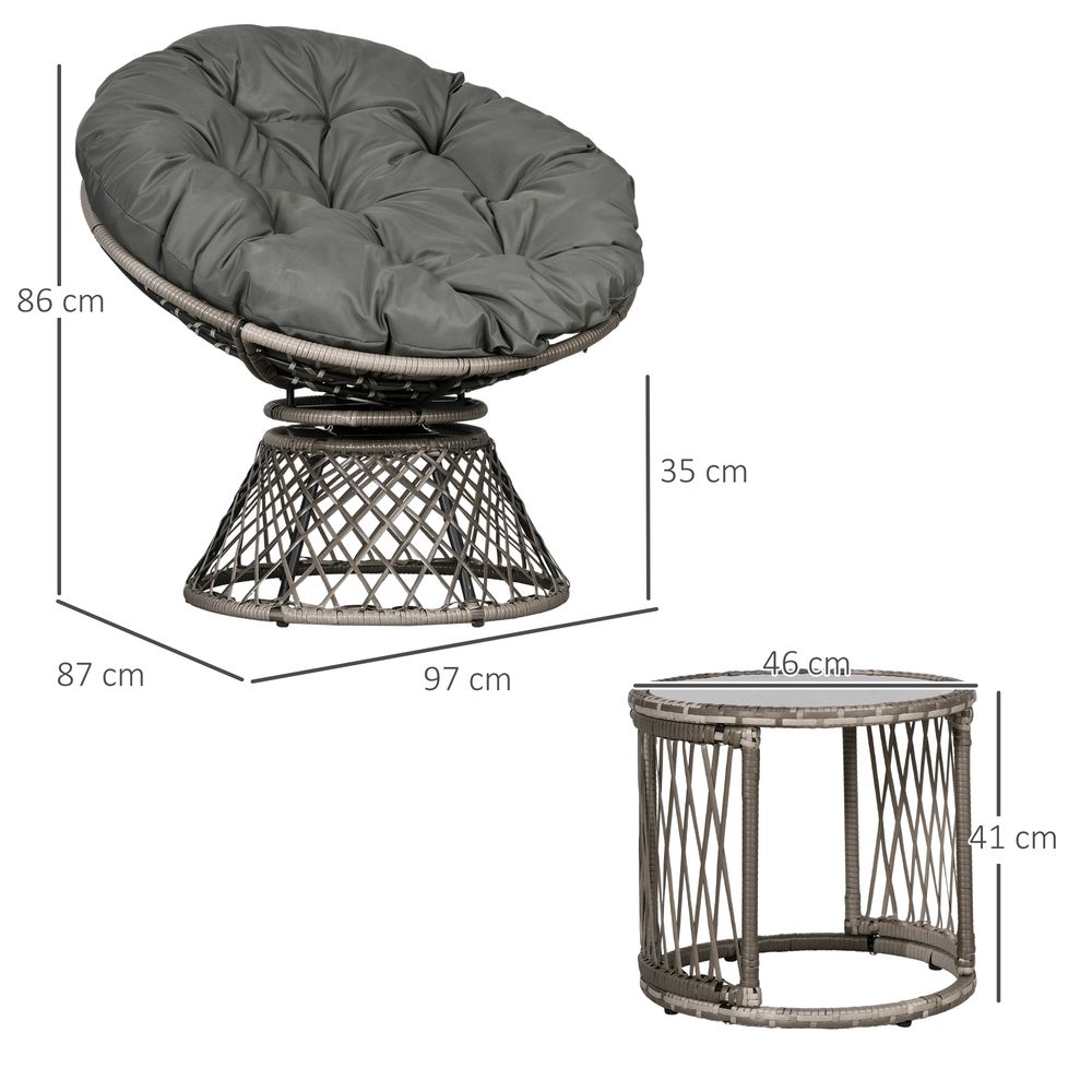 Outsunny Rattan Bistro Set: 3 Pieces, 360? Swivel Chairs, Cushions - SGP Garden Ltd
