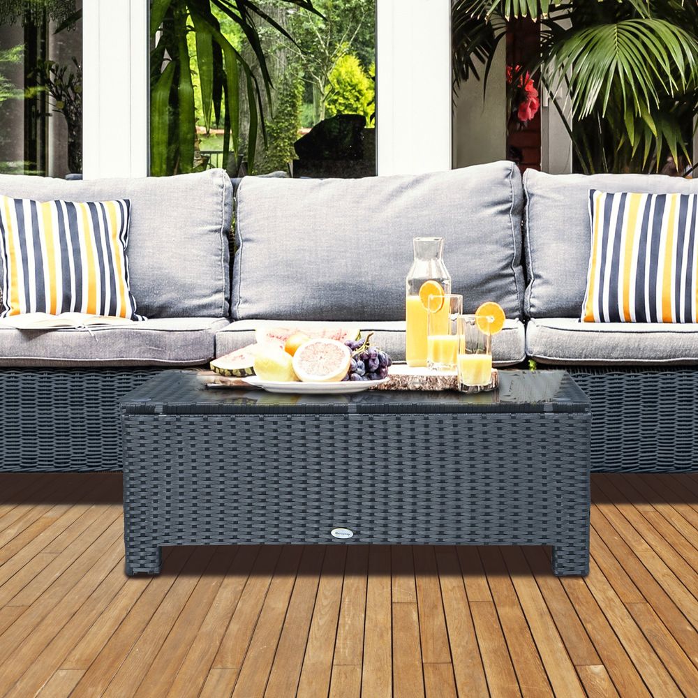 Outsunny Rattan Coffee Table - SGP Garden Ltd