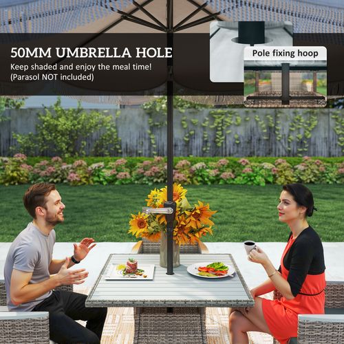 Outsunny Rattan Dining Set with Parasol Hole, Garden Table and Chairs - SGP Garden Ltd