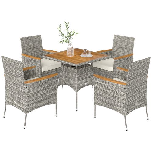 Outsunny Rattan Dining Set with Parasol Hole, Garden Table and Chairs - SGP Garden Ltd