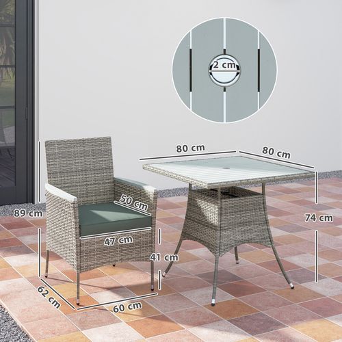 Outsunny Rattan Dining Set with Parasol Hole, Garden Table and Chairs - SGP Garden Ltd