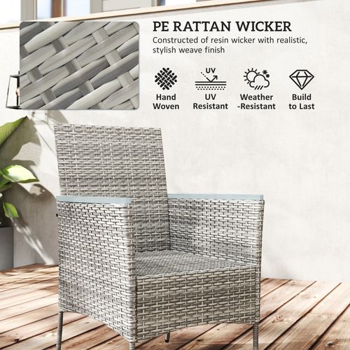 Outsunny Rattan Dining Set with Parasol Hole, Garden Table and Chairs - SGP Garden Ltd