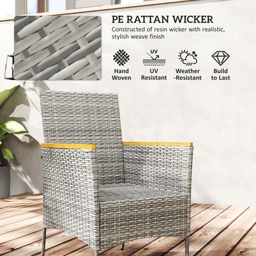 Outsunny Rattan Dining Set with Parasol Hole, Garden Table and Chairs - SGP Garden Ltd