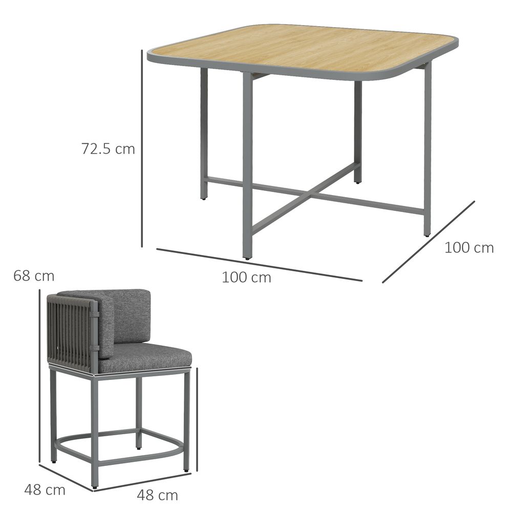 Outsunny Rattan Dining Sets, Cube Garden Furniture, Space-saving Design, Grey - SGP Garden Ltd