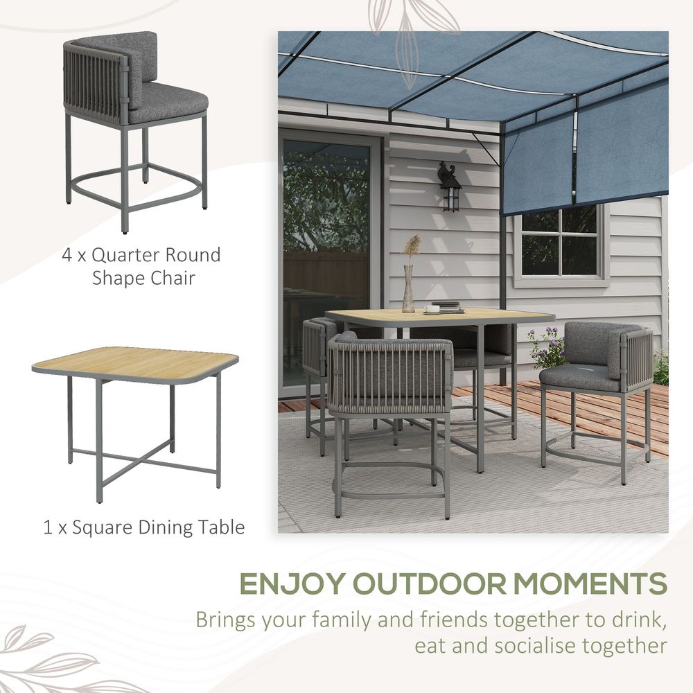 Outsunny Rattan Dining Sets, Cube Garden Furniture, Space-saving Design, Grey - SGP Garden Ltd