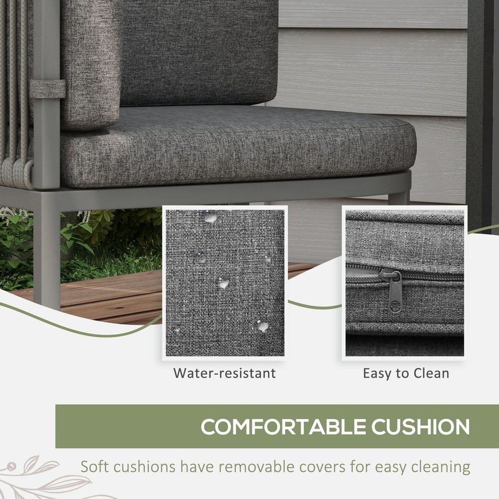 Outsunny Rattan Dining Sets, Cube Garden Furniture, Space-saving Design, Grey - SGP Garden Ltd