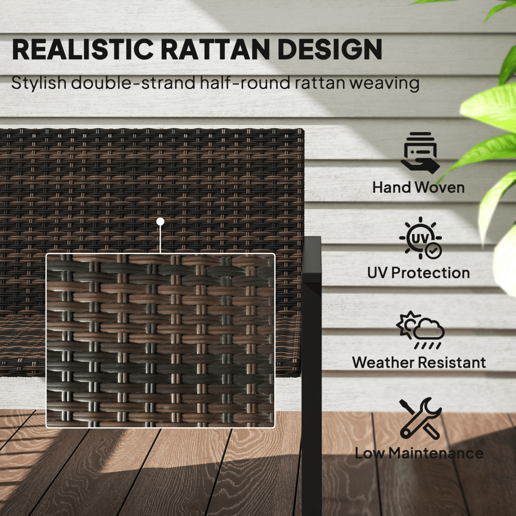 Outsunny Rattan Garden Bench Loveseat with Quick-Drying Padding - SGP Garden Ltd