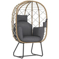 Outsunny Rattan Garden Egg Chair with Thickened Cushion, Headrest - SGP Garden Ltd