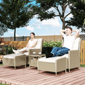 Outsunny Rattan Garden Furniture Set with Footstools Armchairs Light Grey - SGP Garden Ltd