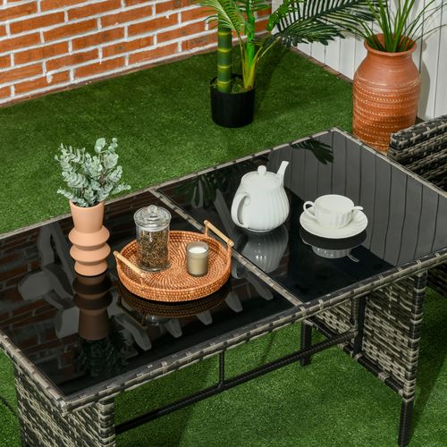 Outsunny Rattan Garden Furniture Sofa Set, 2 Armchairs 2 Footstools Table Grey - SGP Garden Ltd