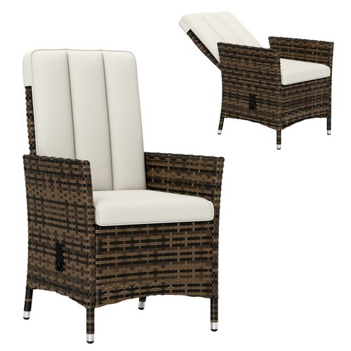 Outsunny Rattan Garden Recliner Chair with Adjustable Backrest - SGP Garden Ltd