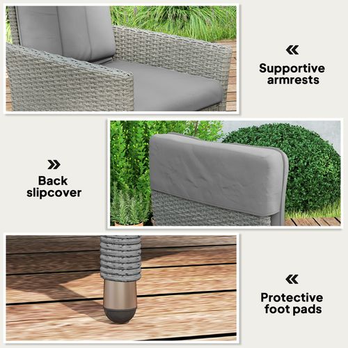 Outsunny Rattan Garden Recliner Chair with Adjustable Backrest - SGP Garden Ltd