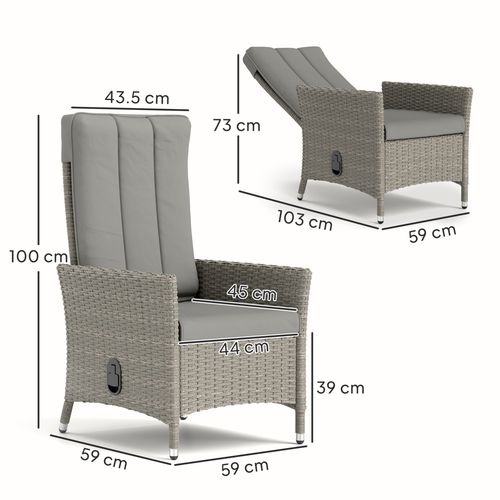 Outsunny Rattan Garden Recliner Chair with Adjustable Backrest - SGP Garden Ltd