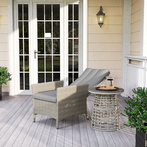 Outsunny Rattan Garden Recliner Chair with Adjustable Backrest - SGP Garden Ltd