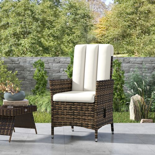 Outsunny Rattan Garden Recliner Chair with Adjustable Backrest - SGP Garden Ltd