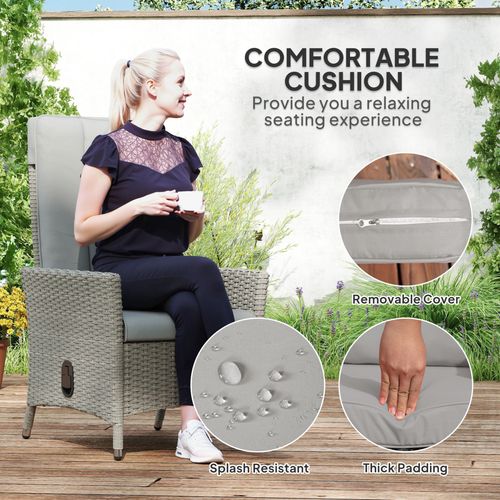 Outsunny Rattan Garden Recliner Chair with Adjustable Backrest - SGP Garden Ltd