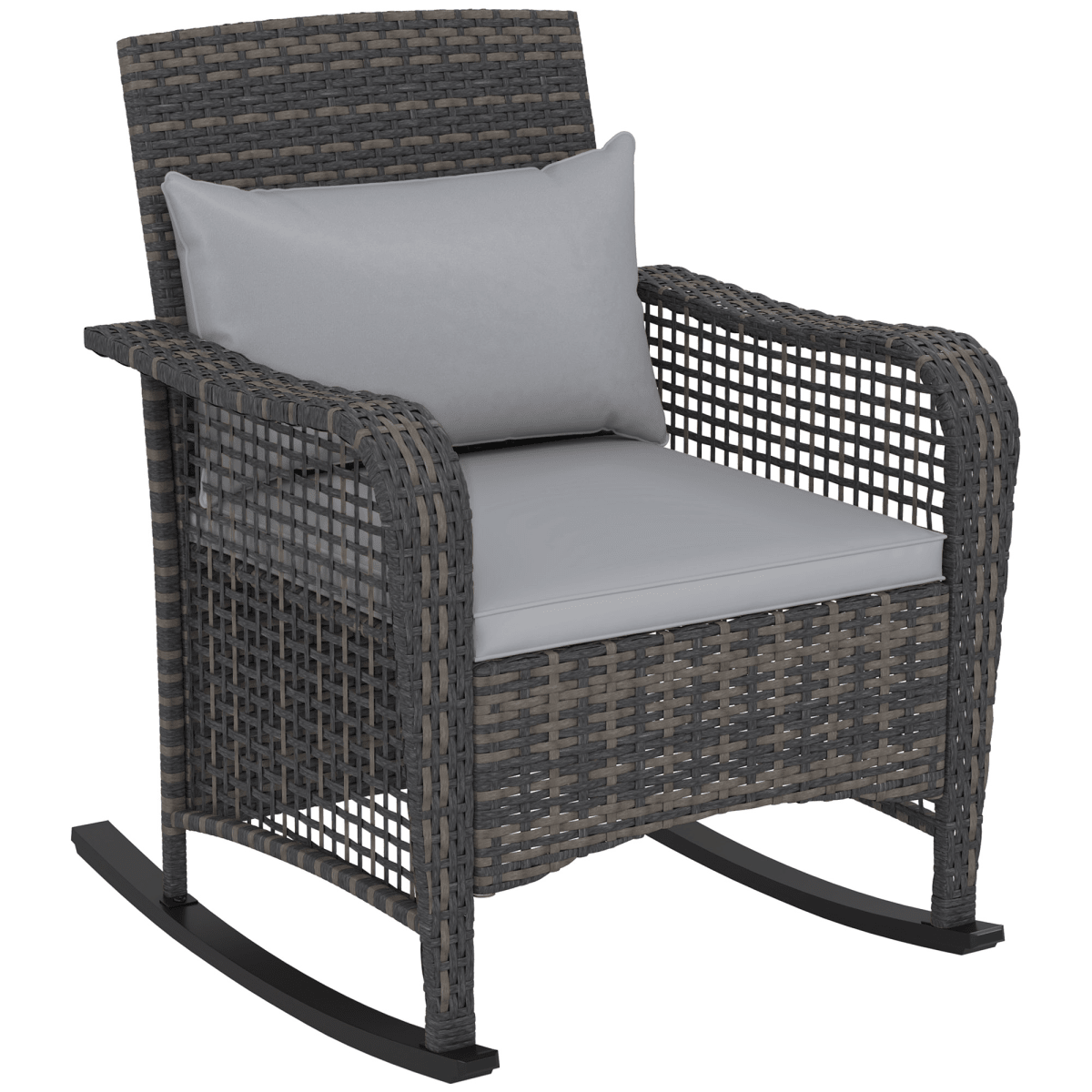 Outsunny Rattan Garden Rocking Chair w/ Seat and Back Cushions - SGP Garden Ltd