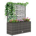 Outsunny Rattan Planter Box w/ Trellis - Flower Raised Bed, 84x30x107cm - SGP Garden Ltd