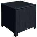 Outsunny Rattan Side Table Patio Frame Tempered Glass Outdoor Wicker-Black - SGP Garden Ltd