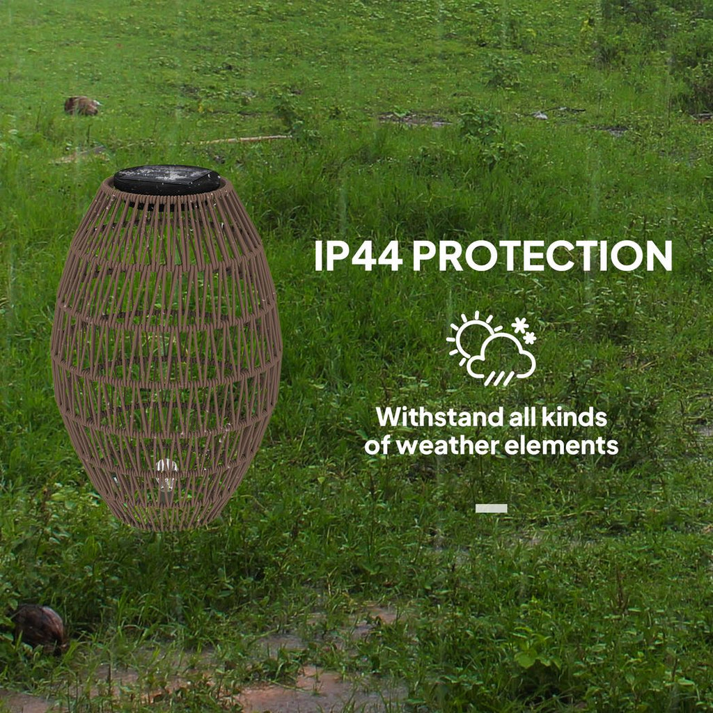 Outsunny Rattan Solar Lamp, Auto On/Off Garden Lantern - SGP Garden Ltd