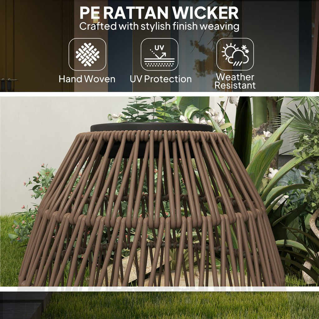 Outsunny Rattan Solar Lamp, Auto On/Off Garden Lantern - SGP Garden Ltd