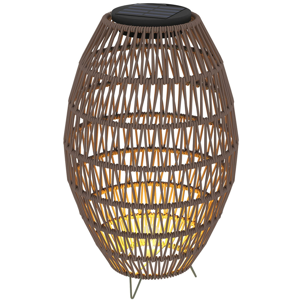 Outsunny Rattan Solar Lamp, Auto On/Off Garden Lantern - SGP Garden Ltd
