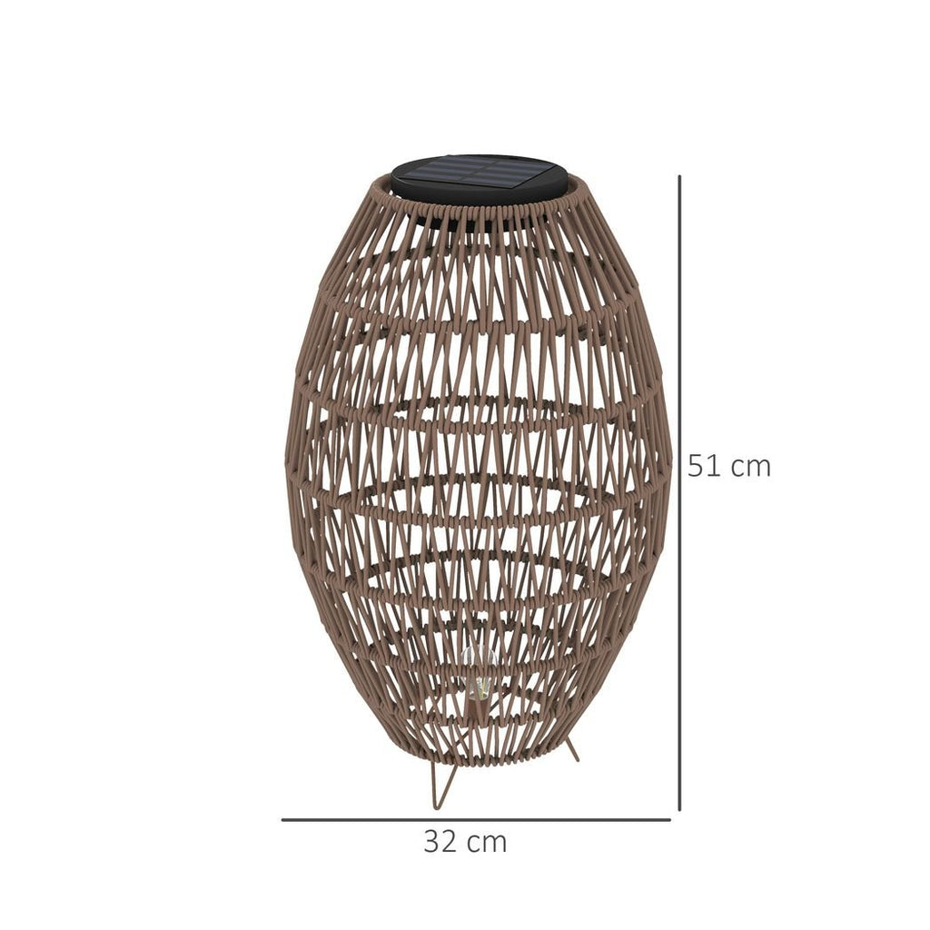 Outsunny Rattan Solar Lamp, Auto On/Off Garden Lantern - SGP Garden Ltd