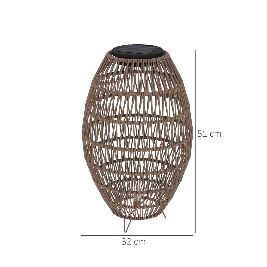 Outsunny Rattan Solar Lamp, Auto On/Off Garden Lantern - SGP Garden Ltd