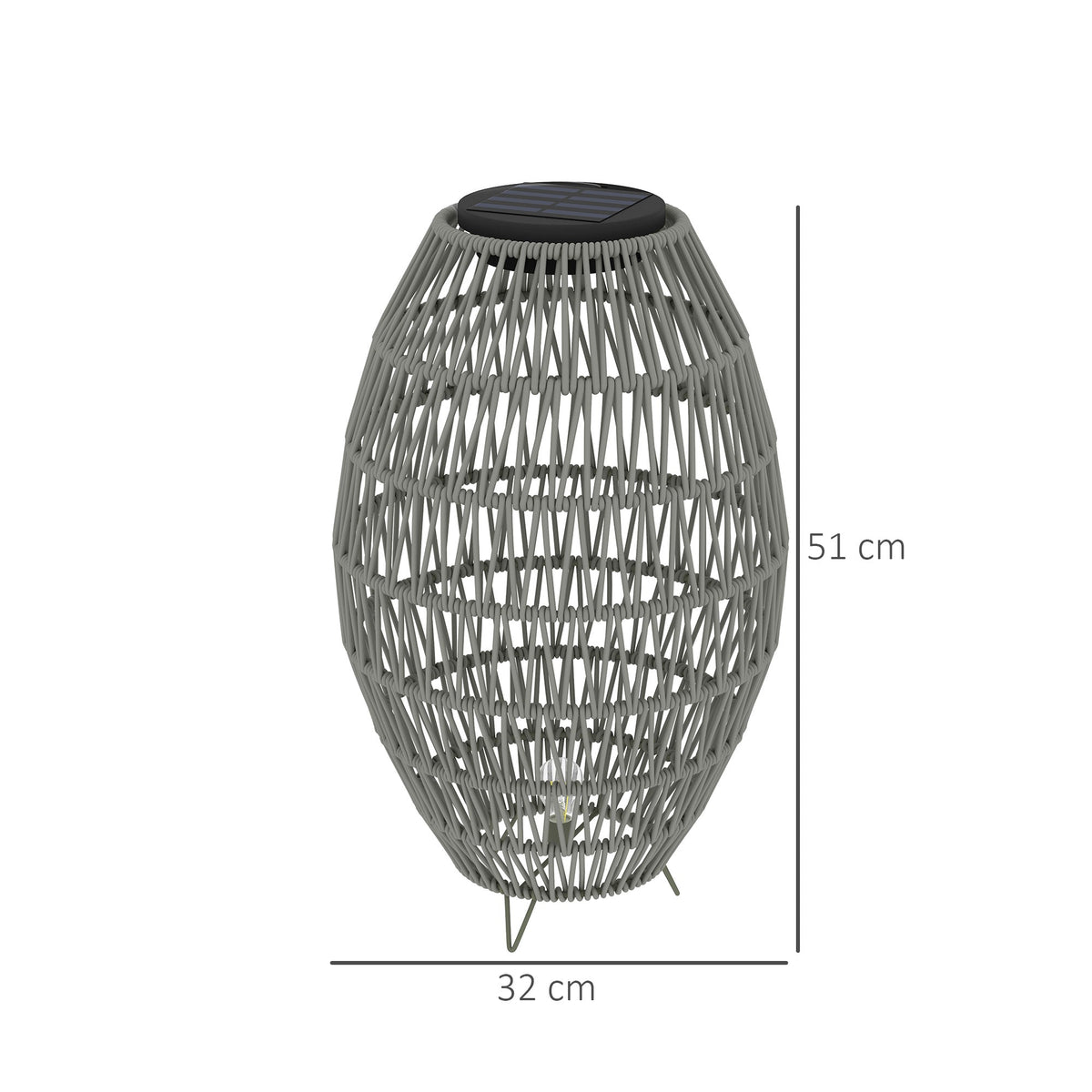 Outsunny Rattan Solar Lamp, Auto On/Off Garden Lantern - SGP Garden Ltd