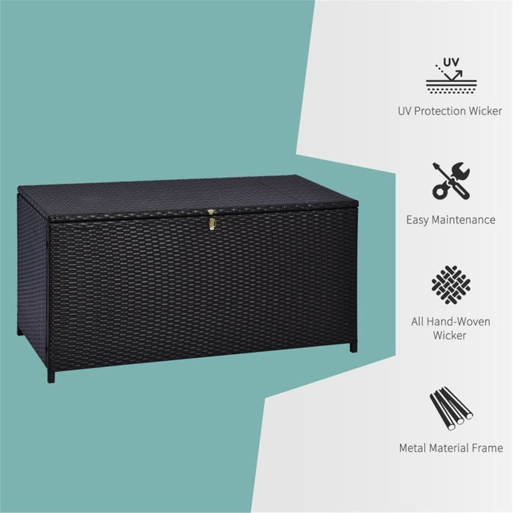 Outsunny Rattan Storage Box Outdoor Indoor Wicker Cabinet Chest Garden Furniture 118 x 54 x 59cm - Dark Brown - SGP Garden Ltd