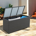 Outsunny Rattan Storage Box Outdoor Indoor Wicker Cabinet Chest Garden Furniture 118 x 54 x 59cm - Dark Brown - SGP Garden Ltd