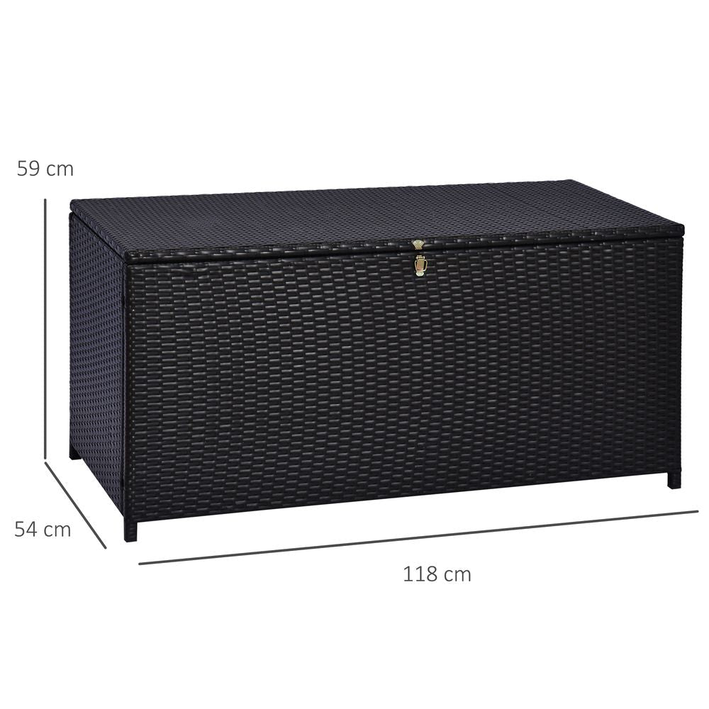 Outsunny Rattan Storage Box Outdoor Indoor Wicker Cabinet Chest Garden Furniture 118 x 54 x 59cm - Dark Brown - SGP Garden Ltd