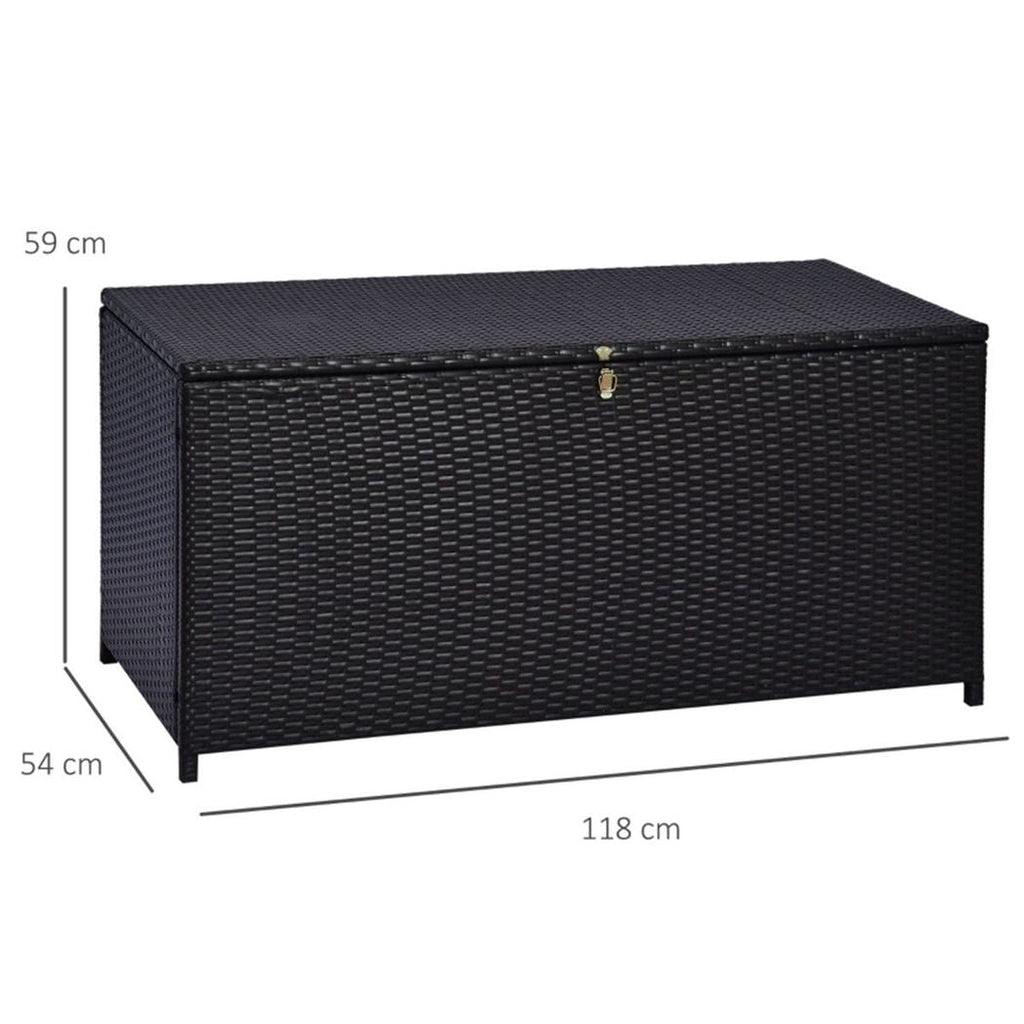 Outsunny Rattan Storage Box Outdoor Indoor Wicker Cabinet Chest Garden Furniture 118 x 54 x 59cm - Dark Brown - SGP Garden Ltd