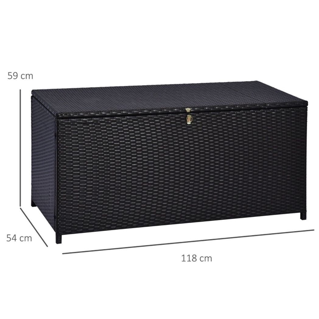 Outsunny Rattan Storage Box Outdoor Indoor Wicker Cabinet Chest Garden Furniture 118 x 54 x 59cm - Dark Brown - SGP Garden Ltd