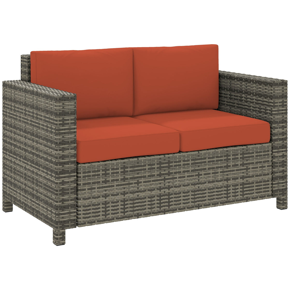 Outsunny Rattan Wicker 2-seat Sofa Loveseat Padded Garden Furniture - SGP Garden Ltd