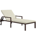Outsunny Rattan Wicker Chaise Sun Lounger Garden w/ Adjustable Backrest & Wheels - SGP Garden Ltd