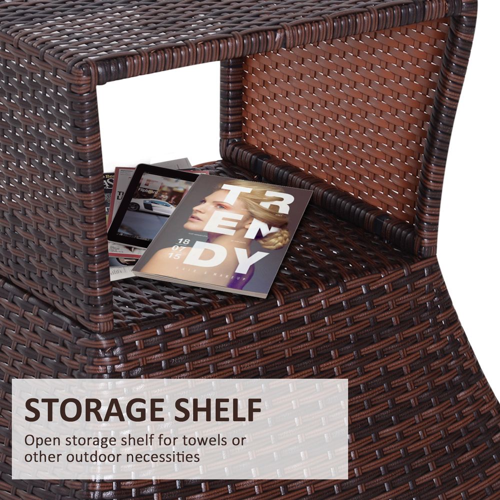 Outsunny Rattan Wicker Coffee Table w/ Umbrella Hole Storage Space - Brown - SGP Garden Ltd