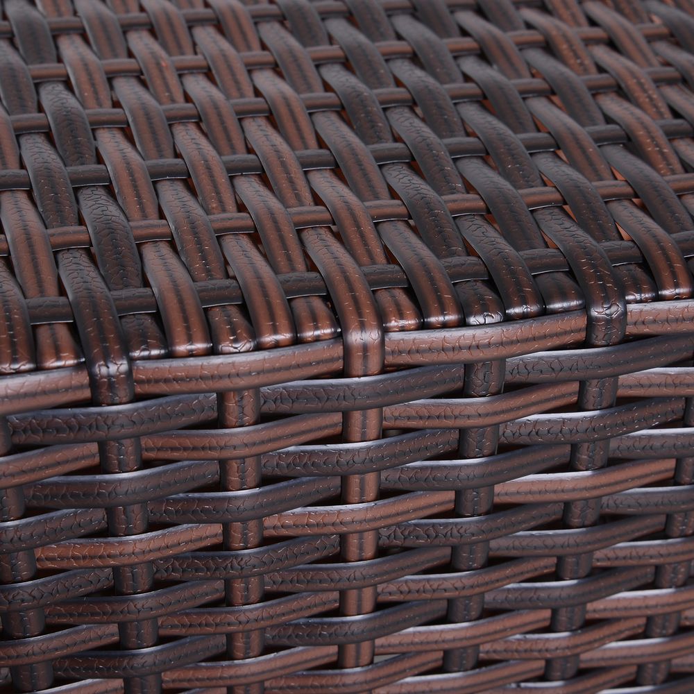 Outsunny Rattan Wicker Coffee Table w/ Umbrella Hole Storage Space - Brown - SGP Garden Ltd